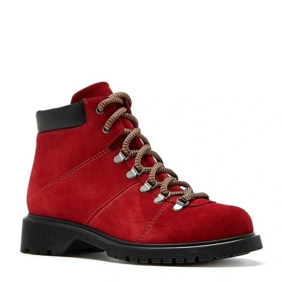 La Canadienne Halsey Suede Bootie - Red Size 6 - Picture 2 of 6